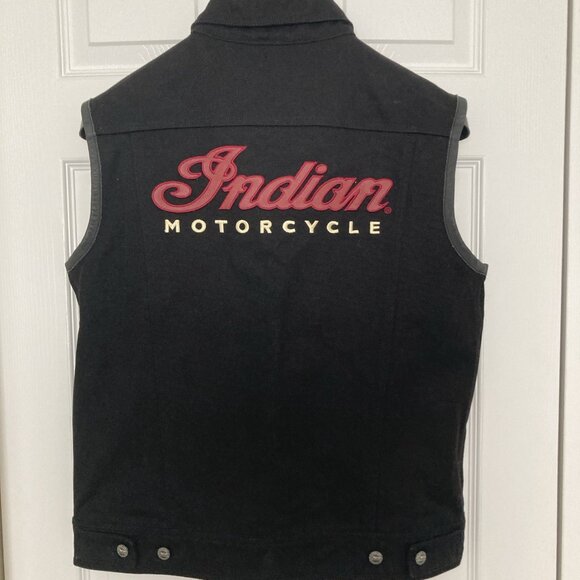 Indian Motorcycle Men's Heavy Canvas Vest Black Medium Button Up (Ex. Cond.) - Picture 2 of 15